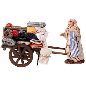 Carro venditore stoffe con statuine 12 cm presepe napoletano