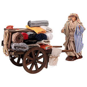 Fabric seller wagon with 12 cm Neapolitan nativity figurines