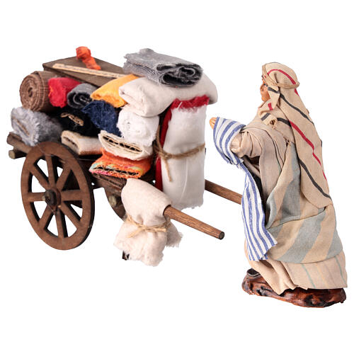 Fabric seller wagon with 12 cm Neapolitan nativity figurines 4