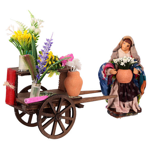 Wózek kwiaciarki - szopka neapolitańska 10 cm 2
