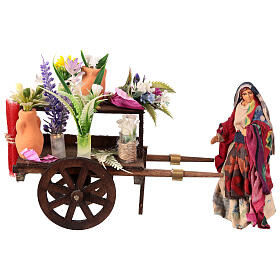 Blumenwagen und Blumenverkäufer, neapolitanischer Stil – für 12 cm Krippe