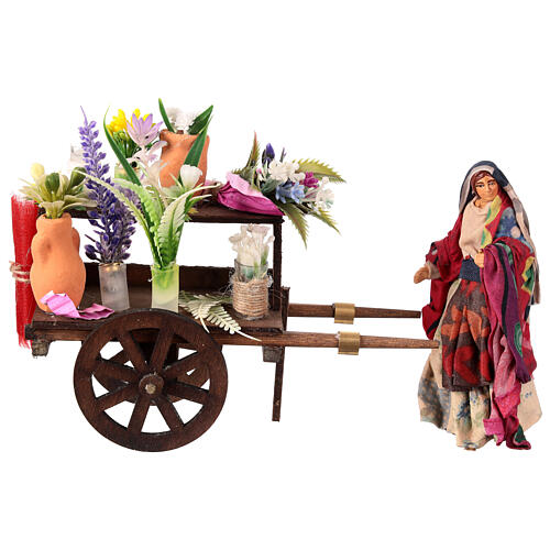 Carro fioraio con statuine presepe napoletano 12 cm 1