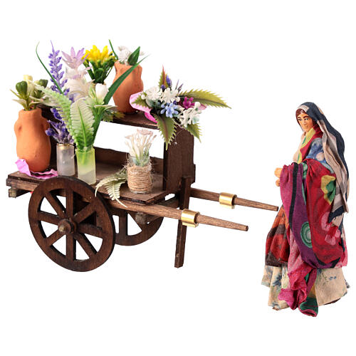 Carro fioraio con statuine presepe napoletano 12 cm 3