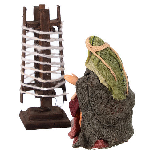 Spinnerin mit Spindel, Krippenfigur, Terrakotta, neapolitanische Krippe, für 10–12 cm Krippe 3