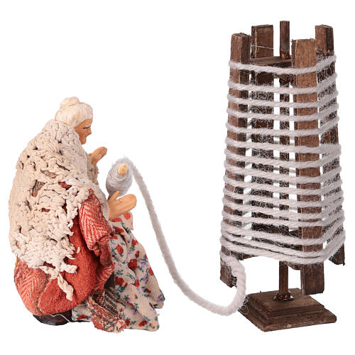 Spinnerin mit Spindel, Krippenfigur, neapolitanische Krippe, 10 cm 4