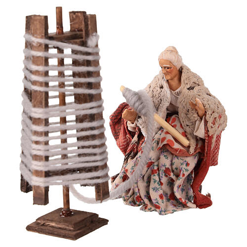 Elder spinner with spindle 10 cm Neapolitan nativity scene 2