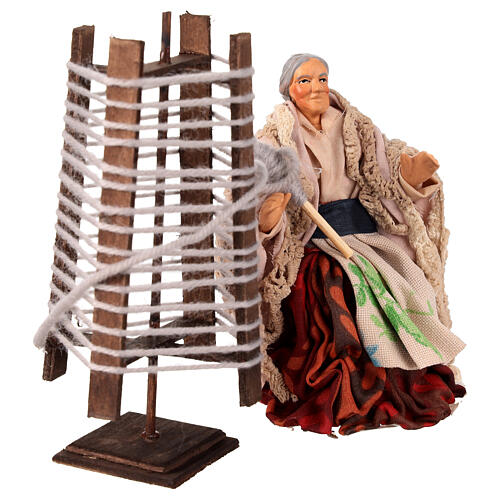 Spinnerin mit Spindel – für 14 cm Krippe, Terrakotta, neapolitanischer Stil 2