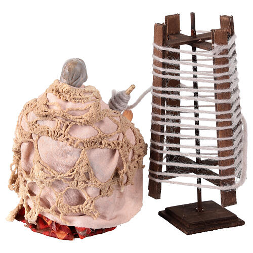 Spinnerin mit Spindel – für 14 cm Krippe, Terrakotta, neapolitanischer Stil 4