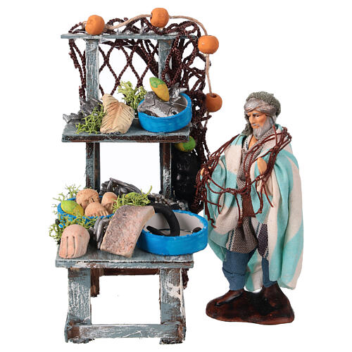 Fish stall with figurine for 8 cm Nativity Scene 1