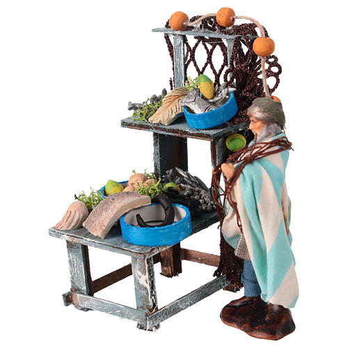 Fish stall with figurine for 8 cm Nativity Scene 3