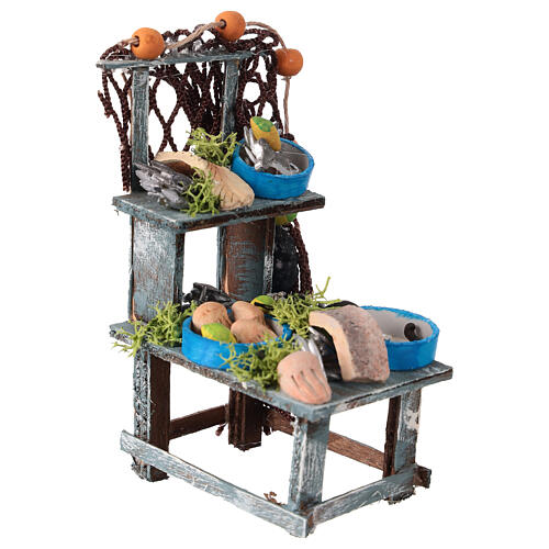 Stoisko rybne z figurką rybaka – do szopki neapolitańskiej z figurkami 8 cm 4