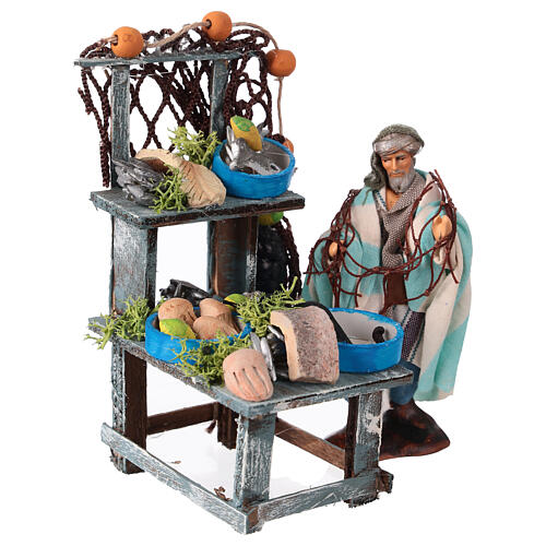 Stoisko rybne z figurką rybaka – do szopki neapolitańskiej z figurkami 8 cm 5