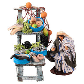 Fisherman with stall for 6 cm Neapolitan Nativity Scene, terracotta