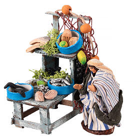 Fisherman with stall for 6 cm Neapolitan Nativity Scene, terracotta