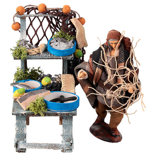 Fishmonger with stall for 10 cm Neapolitan Nativity Scene 1