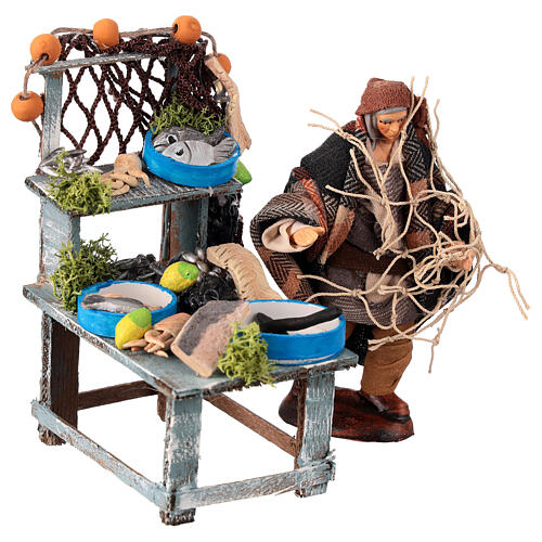 Fishmonger with stall for 10 cm Neapolitan Nativity Scene 2