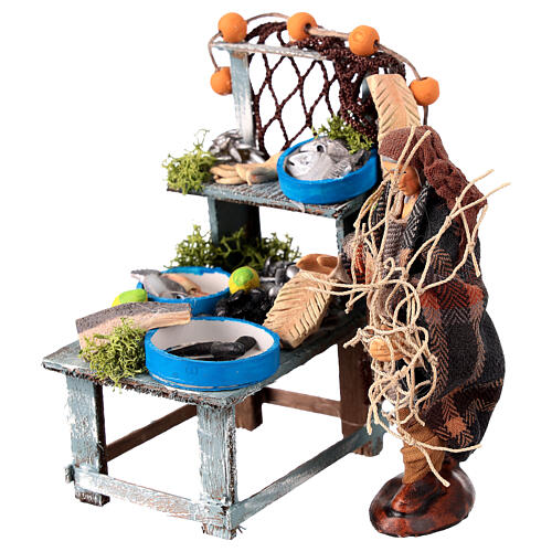 Fishmonger with net stand 10 cm Neapolitan nativity scene 3