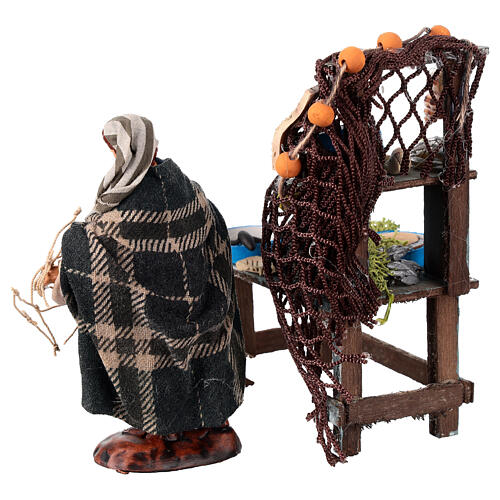 Stragan rybny z figurką – szopka neapolitańska 12 cm, terakota 4