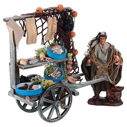 Carro del pesce 10 cm presepe napoletano 3