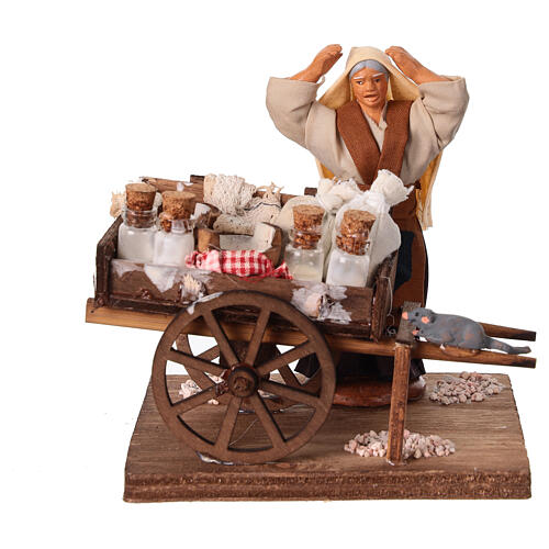 Milkmaid with cart for 10 cm Neapolitan Nativity Scene 1