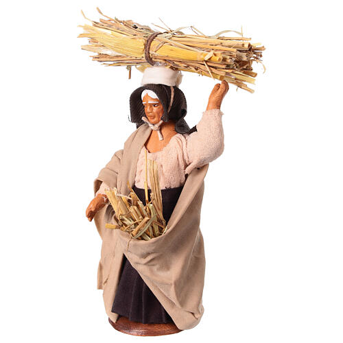 Old lady with bundle of straw for 10 cm Neapolitan Nativity Scene 3