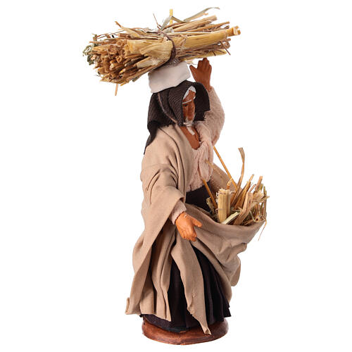 Old woman with straw figurine Neapolitan Nativity scene 10 cm 2