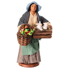 Woman with rabbit box and carrot basket Neapolitan Nativity Scene 13 cm