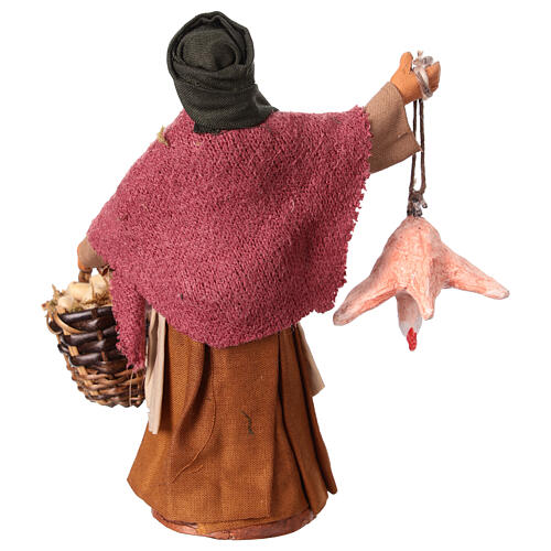 Femme poule pendue et panier oeufs crèche napolitaine 13 cm 4