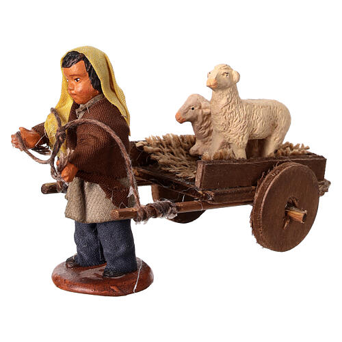 Child pulling a cart with sheeps for 13 cm Neapolitan Nativity Scene 2