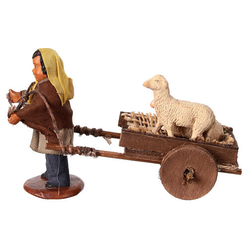 Child pulling a cart with sheeps for 13 cm Neapolitan Nativity Scene 4