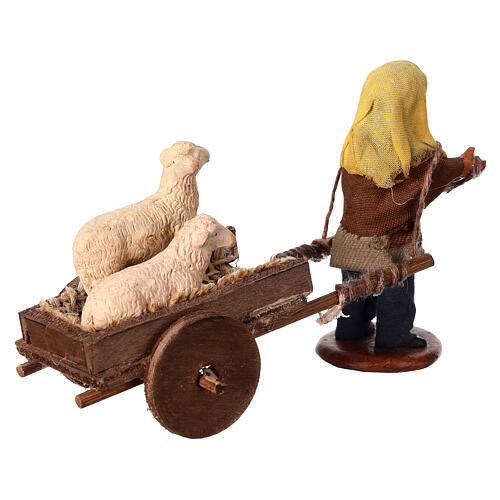 Child pulling a cart with sheeps for 13 cm Neapolitan Nativity Scene 5