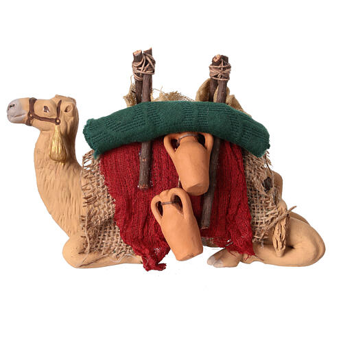 Sitting camel with saddle and jars for 12 cm Neapolitan Nativity Scene 1