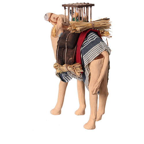 Wielbłąd stojący z ozdobną uprzążą i klatką dla kurcząt, szopka neapolitańska 12 cm 5