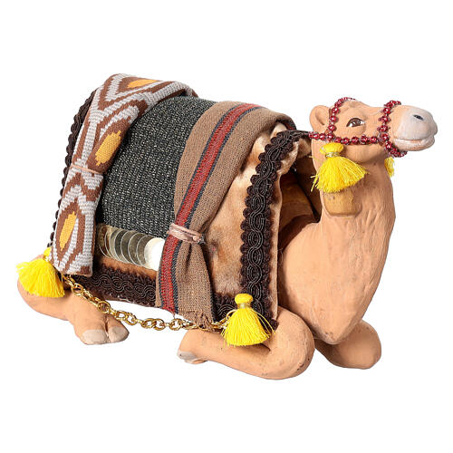 Set mit 3 reich geschmückten Kamelen für 12 cm Krippe im neapolitanischen Stil 4