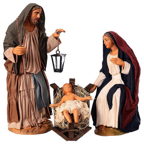 Nativity with lantern, 30 cm Neapolitan Nativity Scene 1