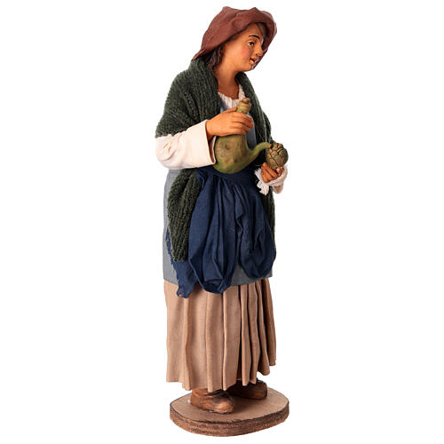 Femme qui assaisonne des artichauts crèche napolitaine 30 cm 4