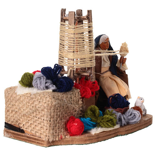 Animated woman spinning yarn, 10 cm Neapolitan Nativity Scene 2