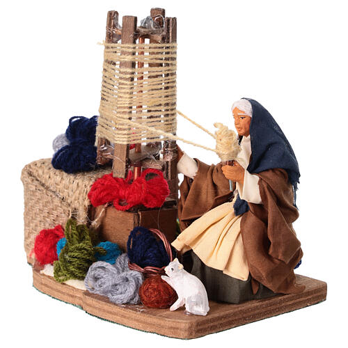 Animated woman spinning yarn, 10 cm Neapolitan Nativity Scene 3