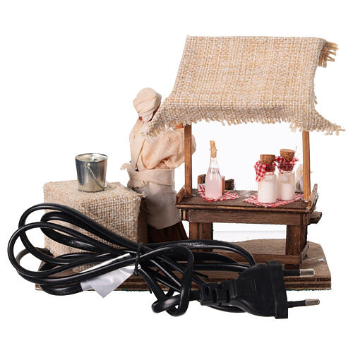 Milchverkäuferin mit Verkaufsstand und Flaschen, in Bewegung, für 10 cm Krippe, Neapolitanische Krippe 5