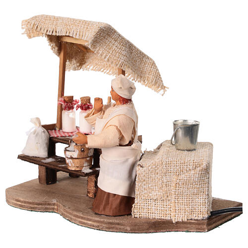 Mleczarka z ladą i butelkami - ruchoma figurka, szopka neapolitańska 10 cm 3