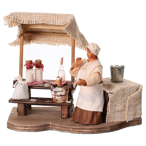 Milkmaid with bottle stand, animated Neapolitan Nativity Scene 10 cm 1