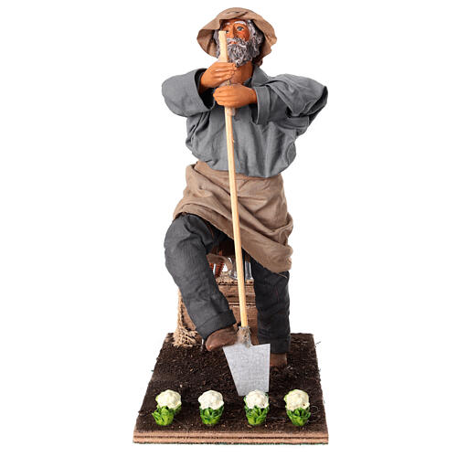 Man digging up the vegetable garden, animated figurine for 24 cm Neapolitan Nativity Scene 1