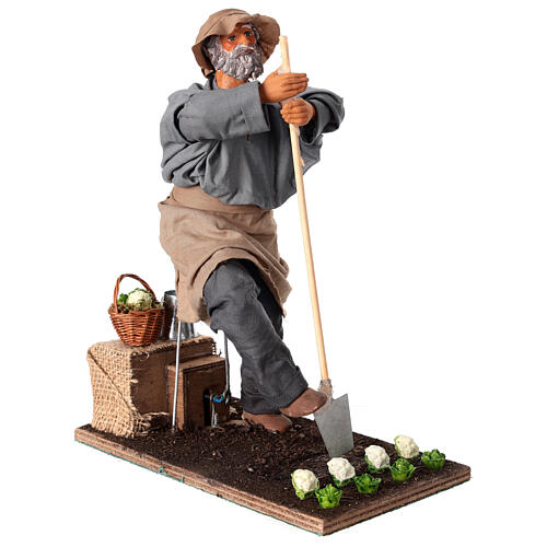 Man digging up the vegetable garden, animated figurine for 24 cm Neapolitan Nativity Scene 4