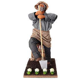 Animated man digging, Neapolitan Nativity Scene 24 cm