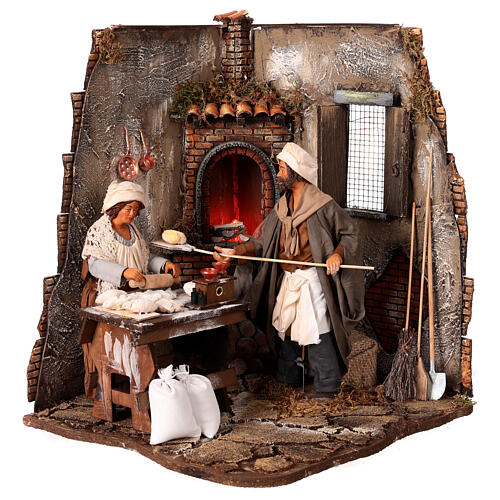 Bakers with oven, animated figurine for 24 cm Neapolitan Nativity Scene, 35x35x45 cm 1