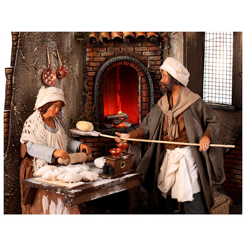 Bakers with oven, animated figurine for 24 cm Neapolitan Nativity Scene, 35x35x45 cm 2