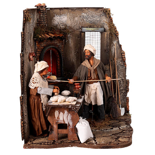 Bakers with oven, animated figurine for 24 cm Neapolitan Nativity Scene, 35x35x45 cm 3