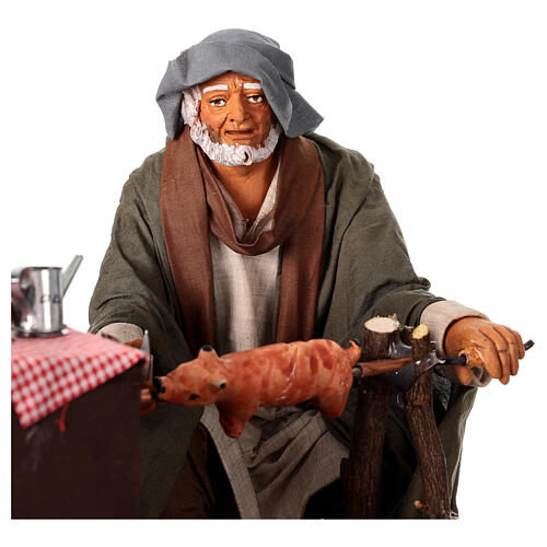 Man cooking a piglet on the spit, animated figurine for 30 cm Neapolitan Nativity Scene 2