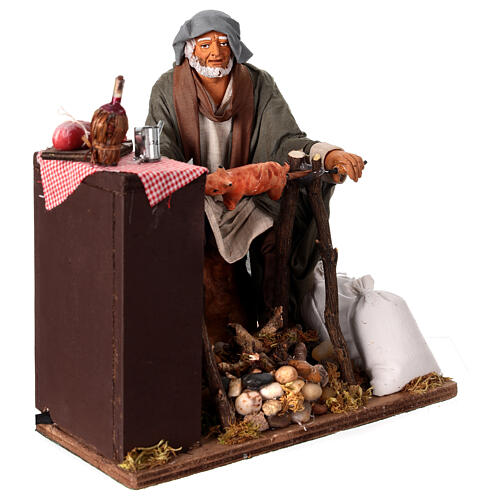 Man cooking a piglet on the spit, animated figurine for 30 cm Neapolitan Nativity Scene 3