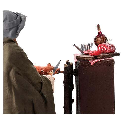 Man cooking a piglet on the spit, animated figurine for 30 cm Neapolitan Nativity Scene 5